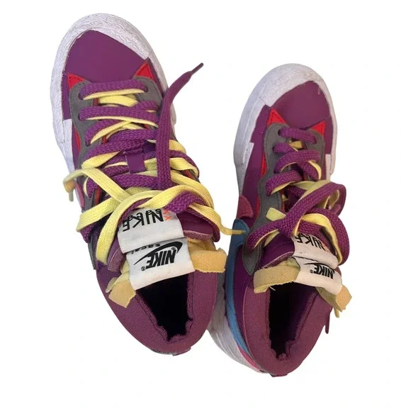 Nike‎ x Sacai Blazer Low Purple Yellow Sneakers Fashion Designer Shoes - Picture 5 of 12